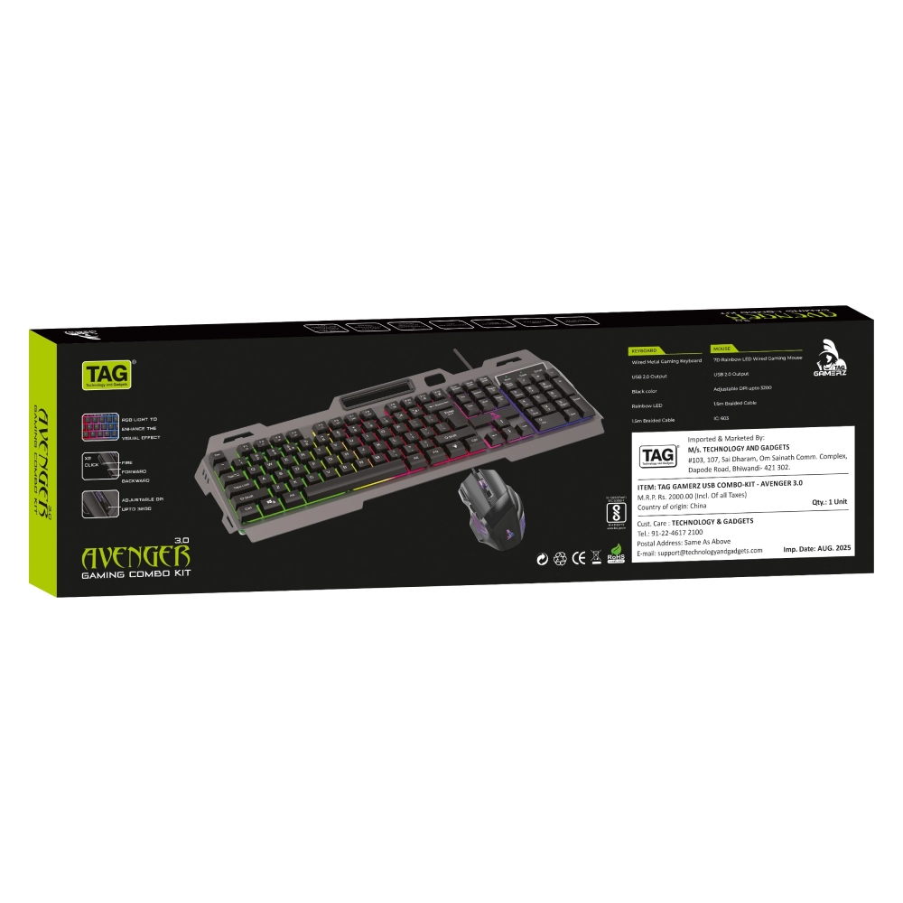 TAG Gaming Keyboard Mouse Combo USB RGB AVENGER 3.0 view 3